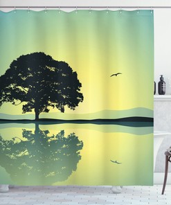 Water Reflections Sun Print Tree Shower Curtain for Bathroom