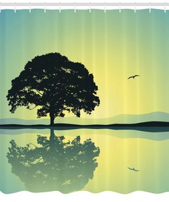 Water Reflections Sun Print Tree Shower Curtain for Bathroom