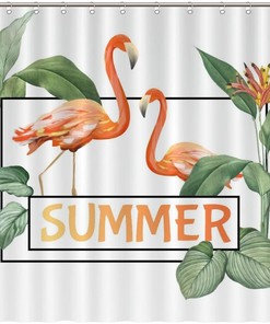 Water Repellent Flamingo Shower Curtain For Summer Bathroom Decor