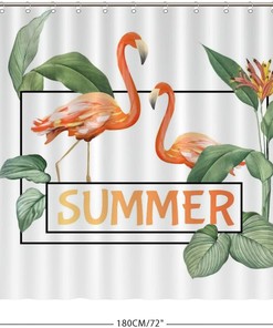 Water Repellent Flamingo Shower Curtain For Summer Bathroom Decor