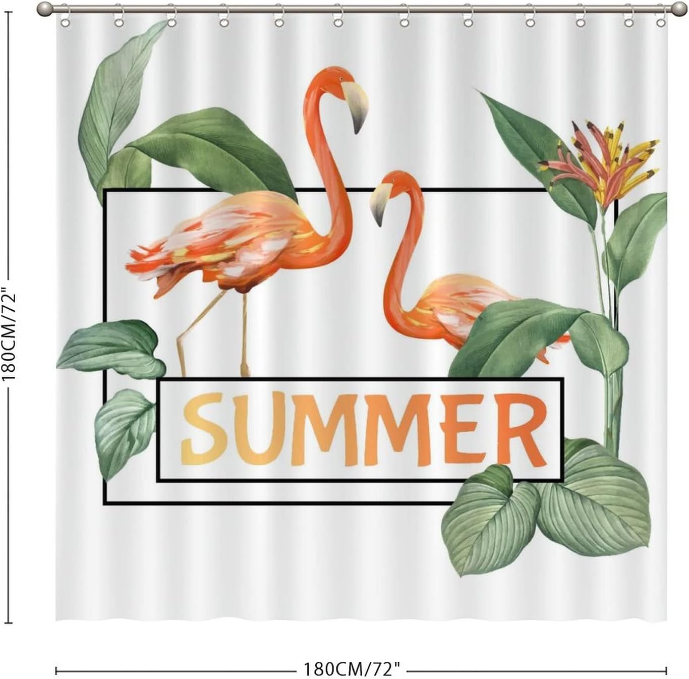 Water Repellent Flamingo Shower Curtain For Summer Bathroom Decor