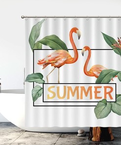 Water Repellent Flamingo Shower Curtain For Summer Bathroom Decor