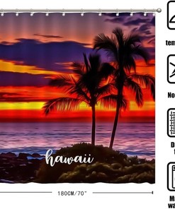 Water Repellent Hawaii City Scene Shower Curtain For Bathroom