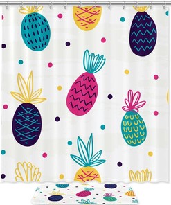 Water Resistant Colorful Pineapples Shower Curtain For Vibrant Bathroom Decor
