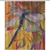Water Resistant Shower Curtain with Fantasy Dragonfly Vineyard Design