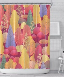 Water-Repellent Floral Green Leaf Fabric Shower Curtain For Your Bathroom