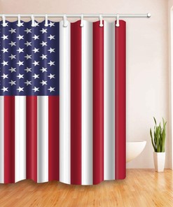 Watercolor American Flag Star Spangled Banner Shower Curtain