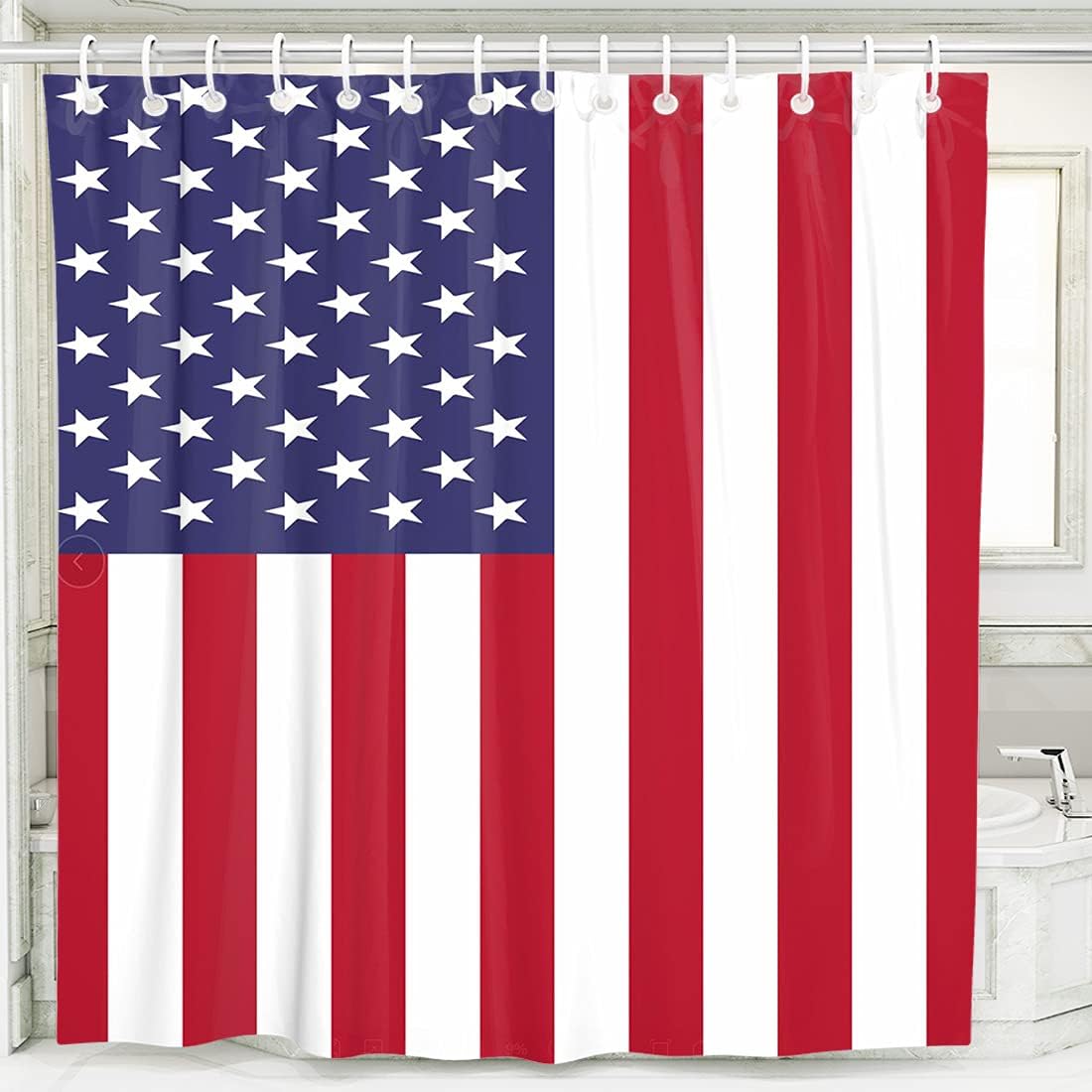 Watercolor American Flag Star Spangled Banner Shower Curtain - Image 2