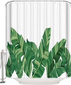 Watercolor Banana Palm Leaves Shower Curtain For A Tropical Vibe
