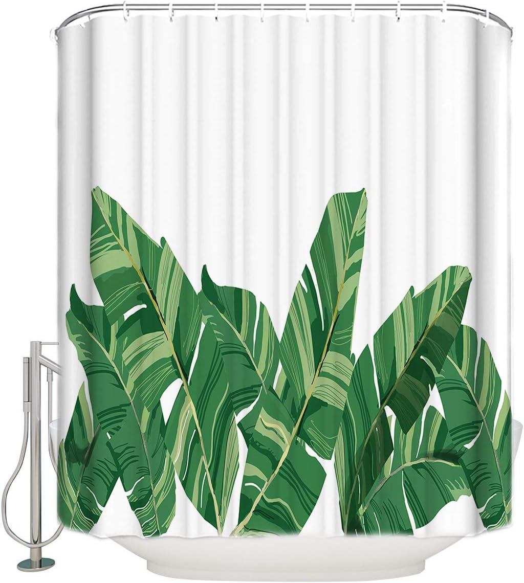Watercolor Banana Palm Leaves Shower Curtain For A Tropical Vibe