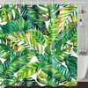 Watercolor Banana Palm Leaves Tropical Shower Curtain with Plant Painting Design 