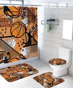 Watercolor Basketball Player Basket Creative Design Shower Curtain for Sports Fans