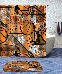 Watercolor Basketball Player Basket Creative Design Shower Curtain for Sports Fans