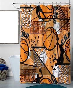 Watercolor Basketball Player Basket Creative Design Shower Curtain for Sports Fans