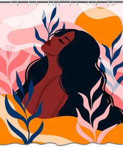 Watercolor Black Women African American Plant Sexy Design Shower Curtain For A Boho Chic Bathroom