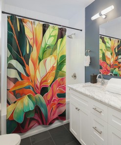 Watercolor Bliss: Tropical Floral Shower Curtain