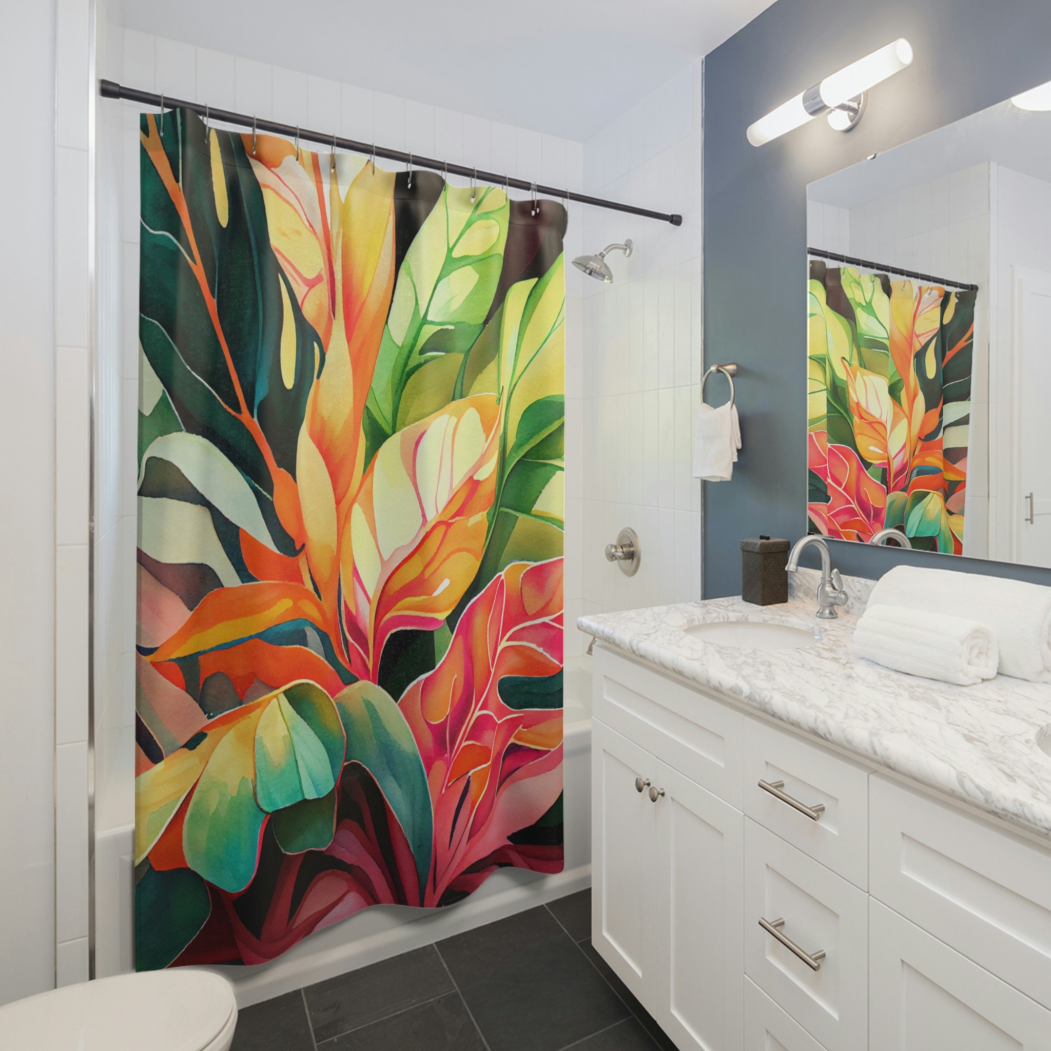 Watercolor Bliss: Tropical Floral Shower Curtain