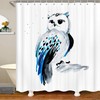 Watercolor Boho Owl Fabric Shower Curtain for Kids Boys - Ethnic Animal Ink and Wash Decor