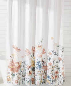 Watercolor Botanical Floral Fabric Shower Curtain by Threshold