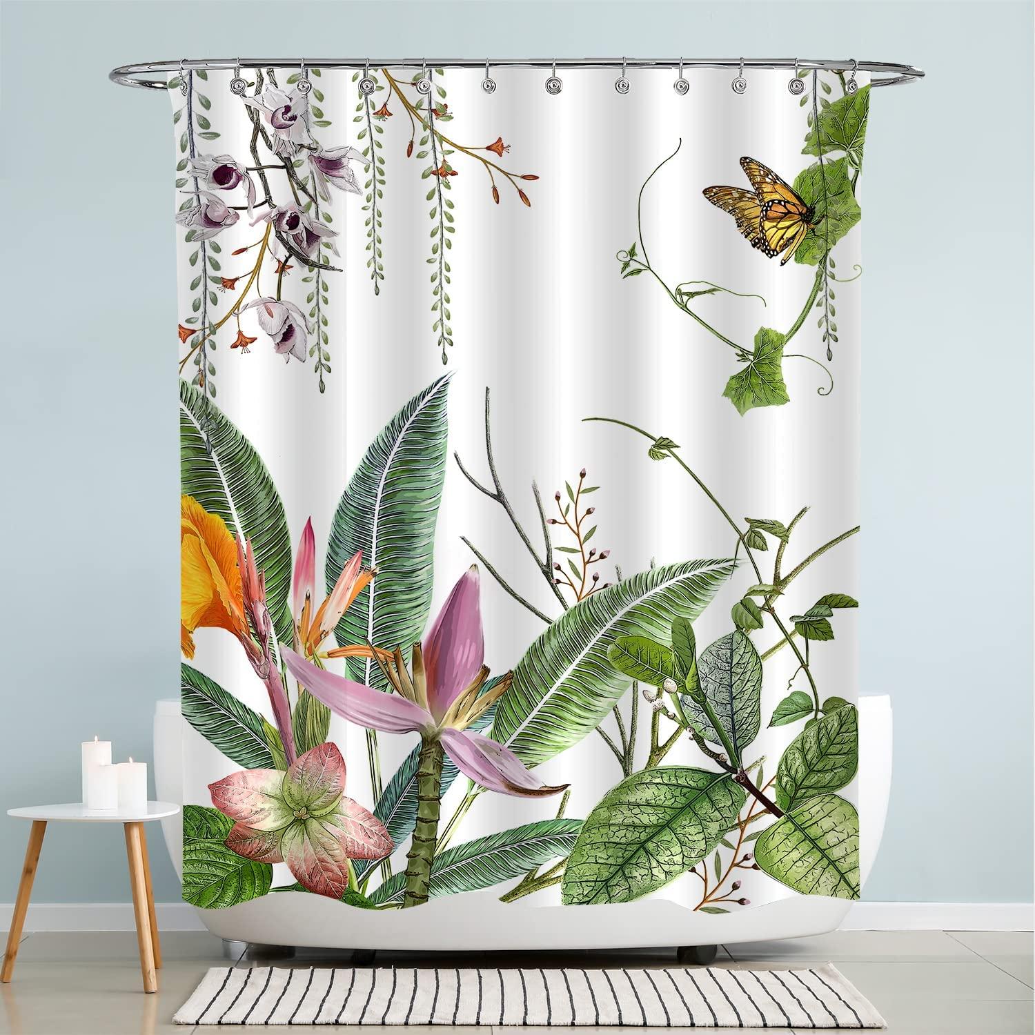 Watercolor Botanical Greenery Shower Curtain
