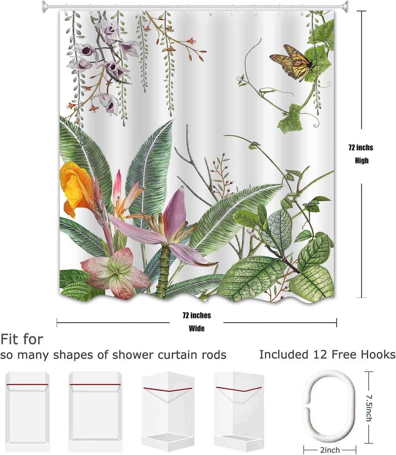 Watercolor Botanical Greenery Shower Curtain