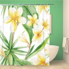 Watercolor Botanical Plumeria Flowers and Yuccas Shower Curtain