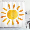 Watercolor Brush Sun Illustration Shower Curtain, Yellow White Cloth Fabric Bathroom Decor By Ambesonne