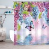 Watercolor Butterfly and Floral Print Shower Curtain