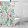 Watercolor Cactus Print Waterproof Fabric Shower Curtain for Modern Bathroom Decor
