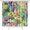Watercolor Cactus and Succulent Plants Shower Curtain Featuring a Seamless Pattern on Decorative Fabric