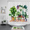 Watercolor Cactus and Succulent Shower Curtain, Bohemian Bathroom Decor