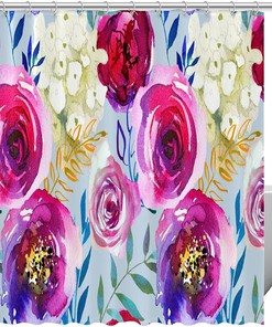 Watercolor Colored Rose Shower Curtain for an Artsy Bathroom