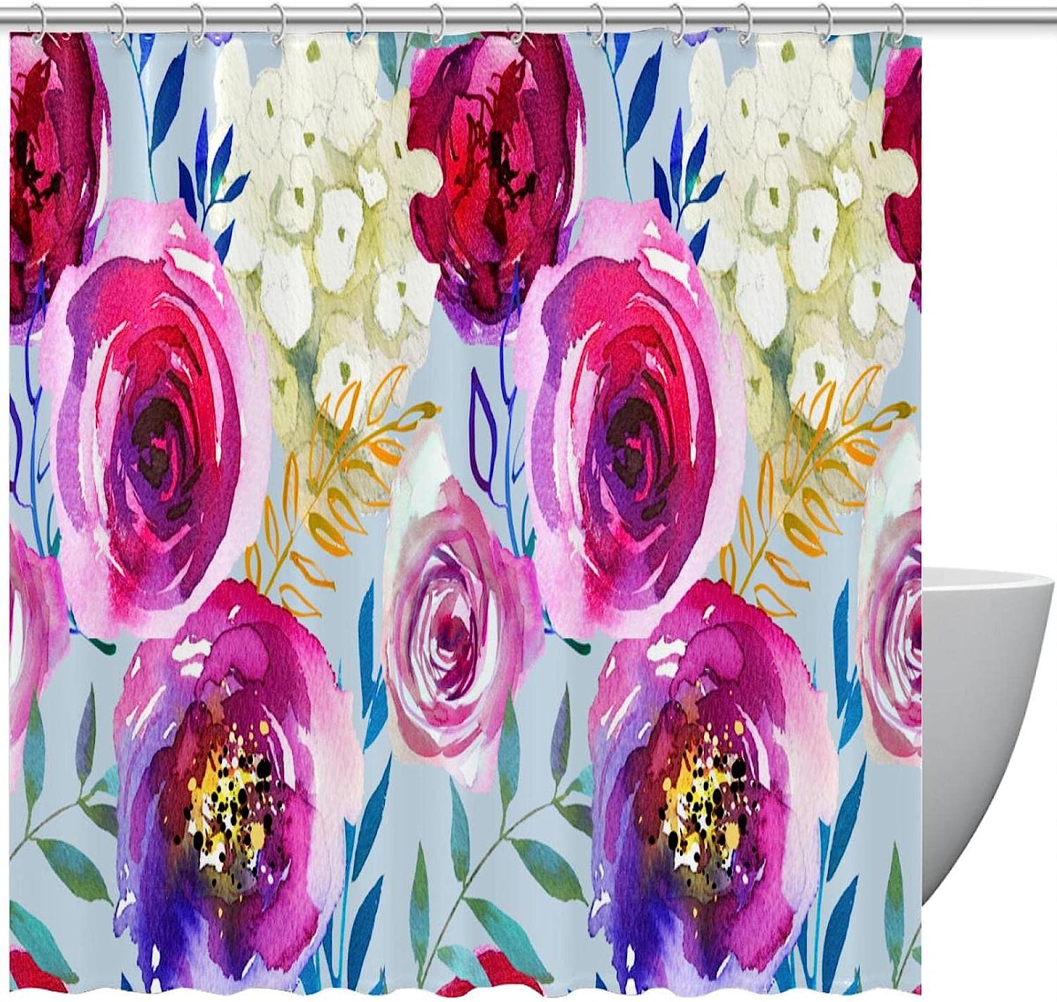 Watercolor Colored Rose Shower Curtain for an Artsy Bathroom