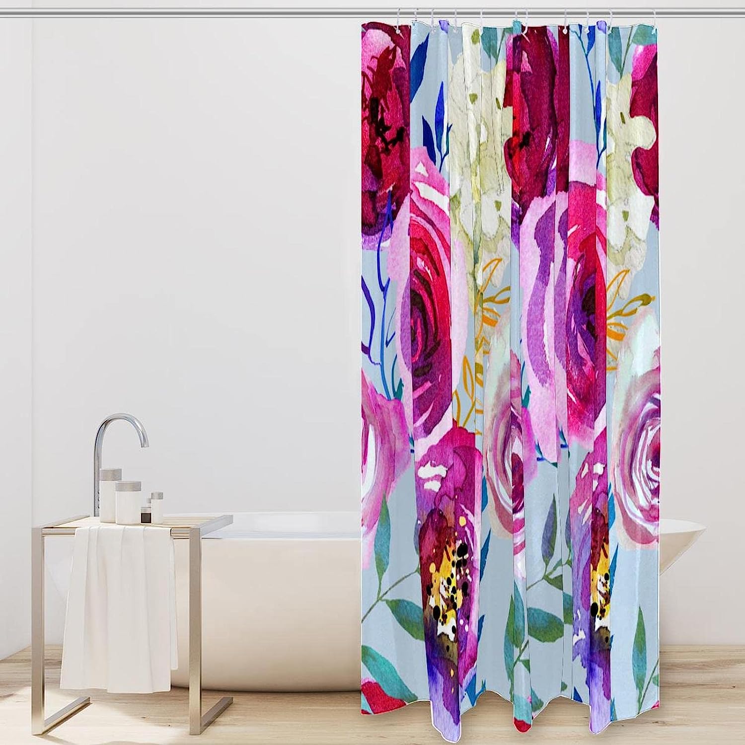 Watercolor Colored Rose Shower Curtain for an Artsy Bathroom