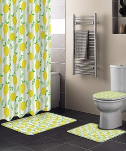 Watercolor Countryside Yellow Lemon Shower Curtain for Bright Bathroom Decor