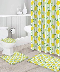 Watercolor Countryside Yellow Lemon Shower Curtain for Bright Bathroom Decor