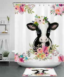 Watercolor Cow Shower Curtain - A Cute And Colorful Bathroom Idea