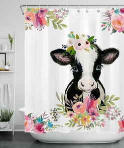 Watercolor Cow Shower Curtain - A Cute And Colorful Bathroom Idea