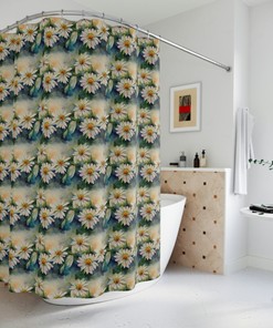 Watercolor Daisy Shower Curtain - Classy Botanical Bathroom Decor, Elegant Spring & Summer Home Decor