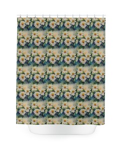 Watercolor Daisy Shower Curtain - Classy Botanical Bathroom Decor, Elegant Spring & Summer Home Decor