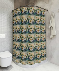 Watercolor Daisy Shower Curtain - Classy Botanical Bathroom Decor, Elegant Spring & Summer Home Decor