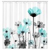Watercolor Daisys Green Floral Shower Curtain, Fabric Bathroom Decor With Botanical Print