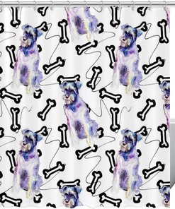 Watercolor Dog Shower Curtain with Waterproof and Washable Material for Your Bathroom