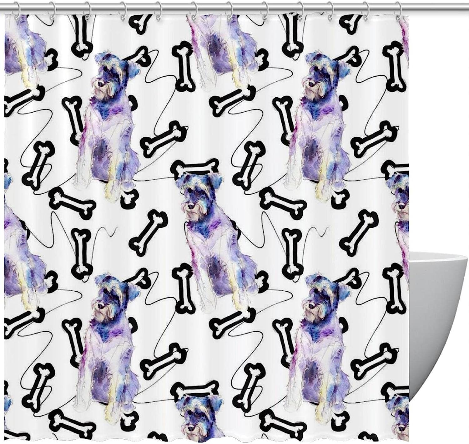 Watercolor Dog Shower Curtain with Waterproof and Washable Material for Your Bathroom