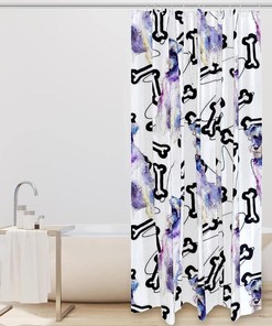 Watercolor Dog Shower Curtain with Waterproof and Washable Material for Your Bathroom