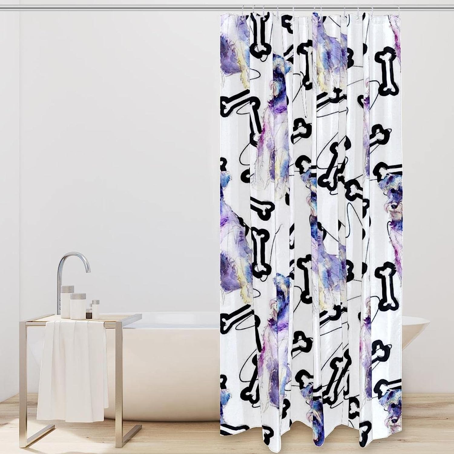 Watercolor Dog Shower Curtain with Waterproof and Washable Material for Your Bathroom