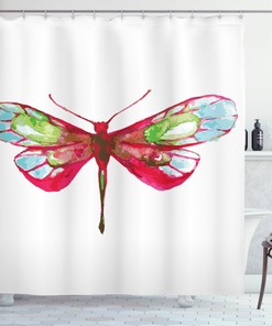 Watercolor Dragonfly Shower Curtain For Nature Inspired Bathroom Decor