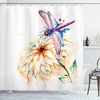 Watercolor Dragonfly Shower Curtain with Lily Flower Print, a Stylish Bathroom Addition
