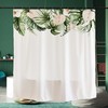 Watercolor Drawing Flower Shower Curtain - Botanical Bathroom Art, Plowers And Leaves Print, Elegant Home Decor