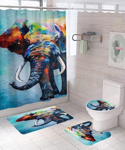 Watercolor Elephant Abstract Oil Paintings Elephants Shower Curtain Decorative